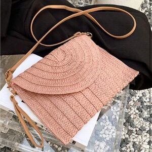 Pink Flap Straw Bag